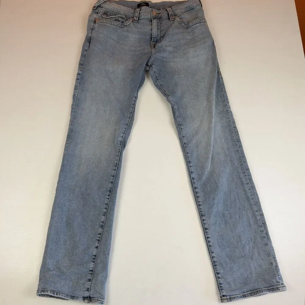 True Religion Ricky Relaxed Straight Jeans Men’s 34w 33x Light Wash Blue